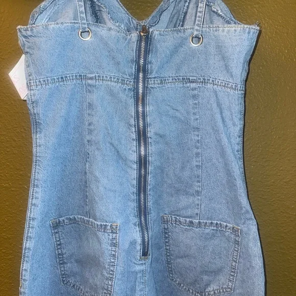 Denim Spaghetti Strap Jumpsuit - Picture 4 of 4